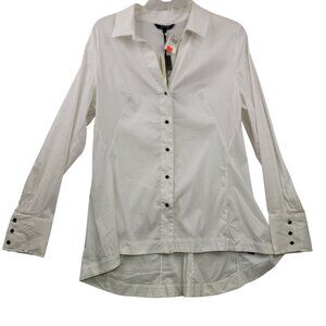 Renuar White Button-Up Shirt Size 12 Womens Sleek Cotton Nylon New